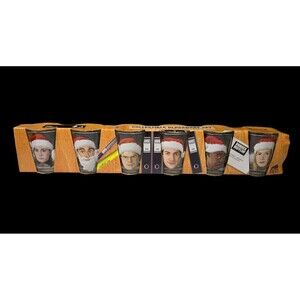 The Office Christmas Santa Shot Glasses Dunder Mufflin 1.5oz Set of 6 NEW